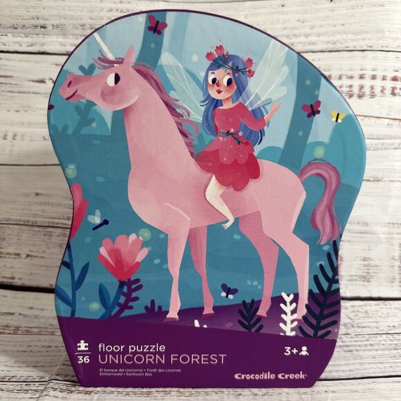 Crocodile Creek Puzzle Unicorn Forest Floor Puzzle 16 in x 20 in Jumbo 36 Pieces - Picture 1 of 4